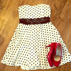 Black and White Sleeveless Polkadot Dress